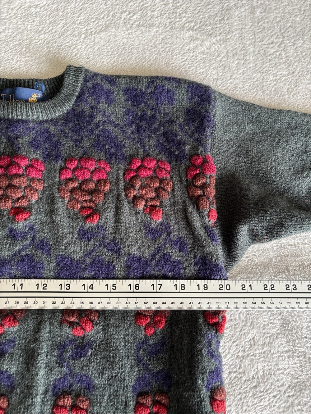 Vintage Tulchan Dark Green Floral 100% Wool Sweater Women’s M Pure Wool - Picture 7 of 9